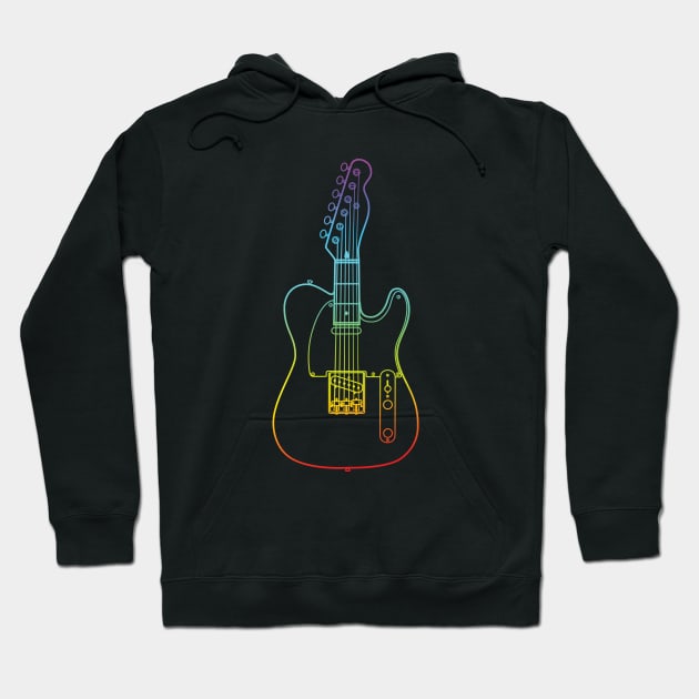 Three Frets T-Style Electric Guitar Colorful Outline Hoodie by nightsworthy